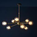 Kelham 9 Light Pendant Satin brass plate &amp; clear/frosted glass additional 3