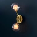 Kelham 2 Light Wall Light Satin brass plate &amp; clear/frosted glass additional 2