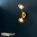 Kelham 2 Light Wall Light Satin brass plate &amp; clear/frosted glass additional 3