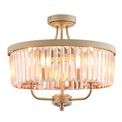 Kelham 3 Light Semi Flush Champagne paint &amp; rose pink cut glass additional 1