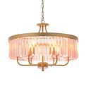 Kelham 6 Light Pendant Champagne paint &amp; rose pink cut glass additional 1
