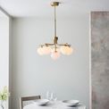 Kilnwick 6 Light Pendant Satin brass plate &amp; white confetti glass additional 2