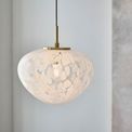 Kilnwick Single Pendant Satin brass plate &amp; white confetti glass additional 2