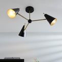 Lythe 3 Light Semi Flush Matt antique brass plate &amp; matt black additional 2