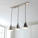 Maiden 3 Light linear Pendant Bright nickel plate additional 3