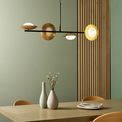 Manston 4 Light Pendant Bar Gold &amp; dark bronze finish with opal glass additional 2