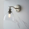 Marham Wall Light Bright nickel plate &amp; clear glass additional 3