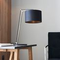 Martock Matt Nickel Plate &amp; Black Cotton Fabric Table Lamp additional 2