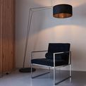 Martock Floor Lamp Matt nickel plate &amp; black cotton fabric additional 3