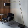 Martock Floor Lamp Matt brass plate &amp; black cotton fabric additional 2