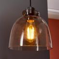 Monard Single Pendant Smokey grey tinted glass &amp; black chrome plate additional 2