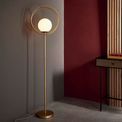 Parkstone Floor Lamp Brushed gold paint &amp; gloss opal glass additional 3