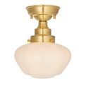 Pickering Single Semi Flush Brass Plate &amp; Opal Glass Ceiling Light additional 1