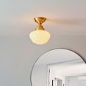 Pickering Single Semi Flush Brass Plate &amp; Opal Glass Ceiling Light additional 2