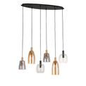 Divine 6Lt Multi-Drop Pendant - Black Metal &amp; Coloured Glass additional 6