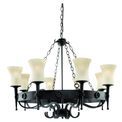 Cartwheel 8Lt Pendant - Black Metal &amp; Sanded Glass additional 1