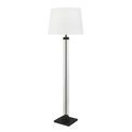 Pedestal Floor Lamp- Black Metal, Glass &amp; White Fabric Shade additional 1