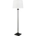 Pedestal Floor Lamp- Black Metal, Glass &amp; White Fabric Shade additional 2