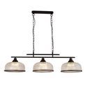 Highworth 3Lt Pendant - Black Metal &amp; Holophane Style Glass additional 1