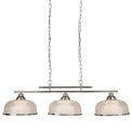 Bistro II 3Lt Pendant Light in Satin Silver &amp; Holophane Style Glass additional 1