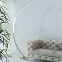 Colton LED Curved Floor Lamp - Satin Silver &amp; Opal additional 6