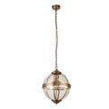 Coronet 3Lt Pendant - Antique Brass Metal &amp; Glass additional 1