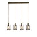 Pipes 4Lt Bar Pendant - Antique Brass Metal &amp; Seeded Glass additional 1
