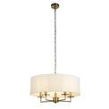 Knightsbridge 5Lt Pendant- Antique Brass &amp; White Linen Shade additional 4