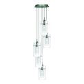 Duo I 5Lt Multi-Drop Pendant - Satin Silver Metal &amp; Glass additional 1