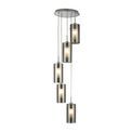Duo I 5Lt Multi-Drop Pendant - Satin Silver Metal &amp; Glass additional 2