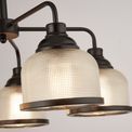 Highworth 5Lt Pendant - Black Metal &amp; Holophane Style Glass additional 3