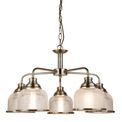 Bistro II 5Lt Pendant Light in Satin Silver &amp; Holophane Style Glass additional 3