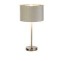 Finn USB Table Lamp - Satin Nickel Metal &amp; Grey Velvet Shade additional 2