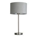Finn USB Table Lamp - Satin Nickel Metal &amp; Grey Velvet Shade additional 1