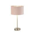 Finn USB Table Lamp - Satin Nickel Metal &amp; Pink Velvet Shade additional 1