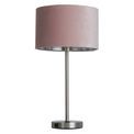 Finn USB Table Lamp - Satin Nickel Metal &amp; Pink Velvet Shade additional 4