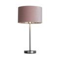 Finn USB Table Lamp - Satin Nickel Metal &amp; Pink Velvet Shade additional 6