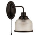 Highworth Wall Light- Matt Black Metal,Holophane Style Glass additional 2