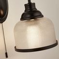 Highworth Wall Light- Matt Black Metal,Holophane Style Glass additional 4