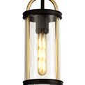 Georgia Pendant, 1 x E27, Black &amp; Gold/Clear Glass, IP54, 2yrs Warranty additional 7