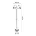 Orella 2 Light Leaf Design Floor Lamp E27 With 40cm Tiffany Shade, Blue/Clear Crystal/Aged Antique Brass additional 6