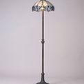 Orella 2 Light Leaf Design Floor Lamp E27 With 40cm Tiffany Shade, Blue/Clear Crystal/Aged Antique Brass additional 1