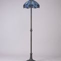 Orella 2 Light Leaf Design Floor Lamp E27 With 40cm Tiffany Shade, Blue/Clear Crystal/Aged Antique Brass additional 2