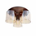 Brita Round Ceiling Flush, 3 Light Flush Fitting, Mocha/Amber Glass additional 4