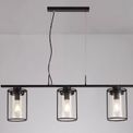 Reneta Linear Pendant, 3 Light E27, Black/Clear Glass additional 1