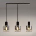 Brita 3 Light Adjustable E27, Black/Smoke Fade Glass Linear Pendant additional 1