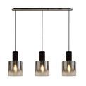 Brita 3 Light Adjustable E27, Black/Smoke Fade Glass Linear Pendant additional 4