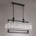 Selena Medium Linear Pendant, 8 Light E27, Matt Black/Crystal Sand Glass Item Weight: 15.5kg additional 4