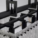 Selena Medium Linear Pendant, 8 Light E27, Matt Black/Crystal Sand Glass Item Weight: 15.5kg additional 14