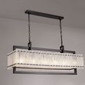 Selena Large Linear Pendant, 12 Light E27, Matt Black/Crystal Sand Glass Item Weight: 20.2kg additional 3